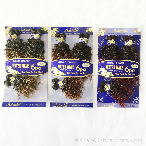 Adorable hot sale faked Hair Water Wave 6 pieces/lot synthetic Hair Weaves Wet and Wavy Natural curly ombre